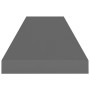 Estantes flotantes pared 4 uds MDF gris brillo 90x23,5x3,8 cm