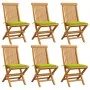 Gartenstühle 6 Stück mit leuchtend grünen Kissen aus Teakholz. von , Gartenstühle - Ref: Foro24-3065601, Preis: 397,22 €, Rab...