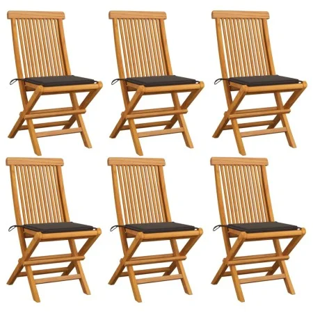 Garden chairs 6 units with taupe cushions teak wood by , Garden chairs - Ref: Foro24-3065598, Price: 386,50 €, Discount: %