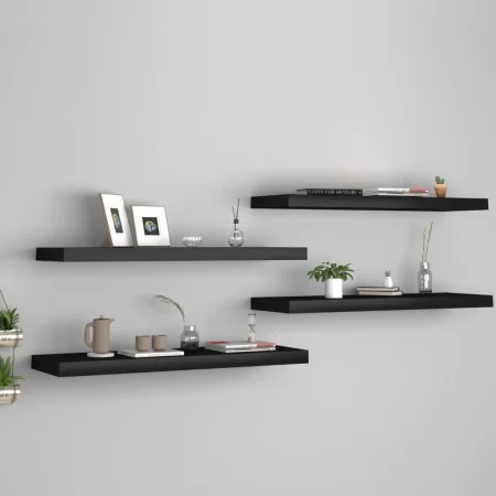 Floating wall shelves 4 pcs MDF black 80x23.5x3.8 cm by vidaXL, Shelves and shelves - Ref: Foro24-323837, Price: 69,54 €, Dis...