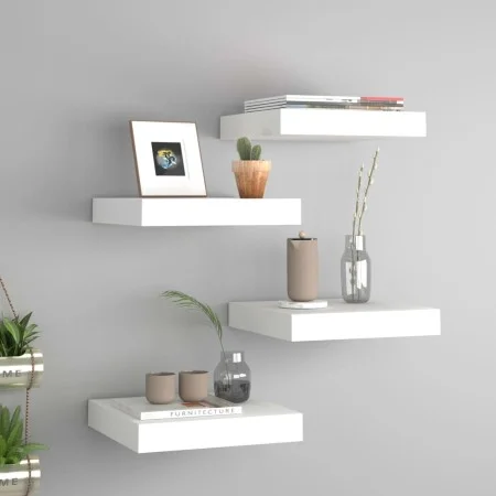 Floating wall shelves 4 pcs MDF white 23x23.5x3.8 cm by vidaXL, Shelves and shelves - Ref: Foro24-323804, Price: 40,80 €, Dis...