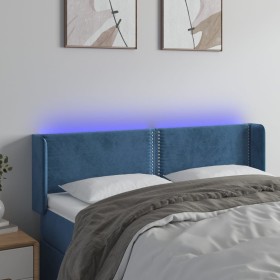 Dark blue velvet headboard with LED lights 147x16x78/88 cm by , Headboards and footboards - Ref: Foro24-3123148, Price: 69,35...