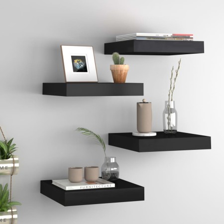 Schwebende Wandregale 4 Stück MDF schwarz 23x23,5x3,8 cm von vidaXL, Regale und Regale - Ref: Foro24-323825, Preis: 32,79 €, ...