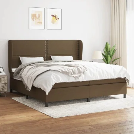 Cama box spring con colchón tela marrón oscuro 200x200 cm de , Camas y somieres - Ref: Foro24-3127912, Precio: 638,42 €, Desc...