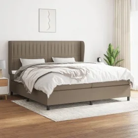 Box spring bed with gray taupe fabric mattress 200x200 cm by , Beds and slatted bases - Ref: Foro24-3128153, Price: 693,23 €,...