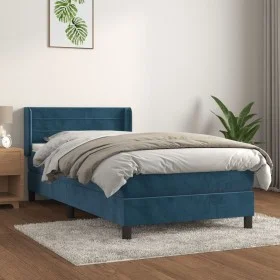 Dark blue velvet box spring bed with mattress 80x200 cm by , Beds and slatted bases - Ref: Foro24-3130989, Price: 272,83 €, D...