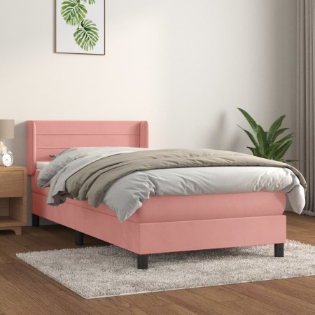 Boxspringbett mit rosa Samtmatratze 100x200 cm. von , Betten und Lattenroste - Ref: Foro24-3131008, Preis: 309,54 €, Rabatt: %