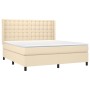 Box spring bed with cream-colored fabric mattress 160x200 cm by , Beds and slatted bases - Ref: Foro24-3131766, Price: 599,64...