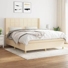 Box spring bed with cream-colored fabric mattress 180x200 cm by , Beds and slatted bases - Ref: Foro24-3132014, Price: 638,67...