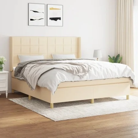 Box spring bed with cream-colored fabric mattress 180x200 cm by , Beds and slatted bases - Ref: Foro24-3132014, Price: 638,61...