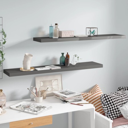 Floating wall shelf 2 pcs glossy gray MDF 120x23.5x3.8 cm by vidaXL, Shelves and shelves - Ref: Foro24-323800, Price: 49,67 €...