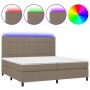 Cama box spring colchón y luces LED tela gris taupe 200x200 cm de , Camas y somieres - Ref: Foro24-3134905, Precio: 702,86 €,...