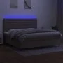 Box spring bed with mattress and LED lights, gray taupe fabric, 200x200 cm. by , Beds and slatted bases - Ref: Foro24-3134985...