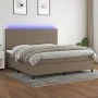 Boxspring-Bett, Matratze und LED-Lichter in grauem Taupe-Stoff, 200x200 cm. von , Betten und Lattenroste - Ref: Foro24-313506...