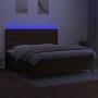 Box spring bed with LED lights, dark brown fabric mattress, 200x200 cm. by , Beds and slatted bases - Ref: Foro24-3135224, Pr...