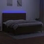 Boxspring-Bett mit LED-Lichtern, dunkelbraunem Stoff, 200x200 cm. von , Betten und Lattenroste - Ref: Foro24-3135224, Preis: ...