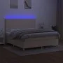 Box spring bed with mattress and LED lights, cream fabric, 180x200 cm. by , Beds and slatted bases - Ref: Foro24-3135298, Pri...