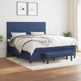 Boxspringbett mit blauem Stoffbezug 160x200 cm. von , Betten und Lattenroste - Ref: Foro24-3136451, Preis: 593,66 €, Rabatt: %