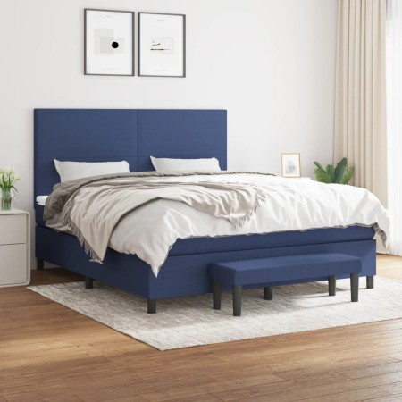 Box spring bed with blue fabric mattress 160x200 cm by , Beds and slatted bases - Ref: Foro24-3136451, Price: 593,66 €, Disco...
