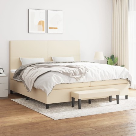 Box spring bed with cream-colored fabric mattress 200x200 cm by , Beds and slatted bases - Ref: Foro24-3136466, Price: 711,33...