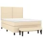 Box spring bed with cream-colored fabric mattress 140x190 cm by , Beds and slatted bases - Ref: Foro24-3136514, Price: 493,24...