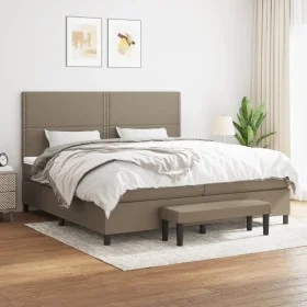 Cama box spring con colchón tela gris taupe 200x200 cm de , Camas y somieres - Ref: Foro24-3136625, Precio: 797,54 €, Descuen...