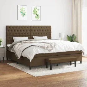 Box spring bed with dark brown fabric mattress 200x200 cm by , Beds and slatted bases - Ref: Foro24-3136864, Price: 802,18 €,...