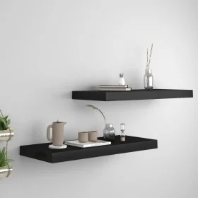 Floating wall shelves 2 pcs MDF black 60x23.5x3.8 cm by vidaXL, Shelves and shelves - Ref: Foro24-323833, Price: 34,80 €, Dis...