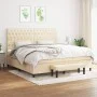 Cama box spring con colchón tela color crema 200x200 cm de , Camas y somieres - Ref: Foro24-3136866, Precio: 737,19 €, Descue...