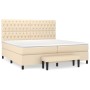 Cama box spring con colchón tela color crema 200x200 cm de , Camas y somieres - Ref: Foro24-3136866, Precio: 734,55 €, Descue...