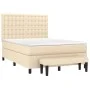 Box spring bed with cream-colored fabric mattress 140x190 cm by , Beds and slatted bases - Ref: Foro24-3136914, Price: 525,68...