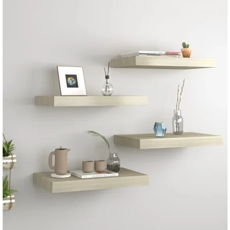 Set of 4 oak MDF floating wall shelves 40x23x3.8 cm by vidaXL, Shelves and shelves - Ref: Foro24-323870, Price: 46,38 €, Disc...
