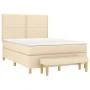 Box spring bed with cream-colored fabric mattress 140x190 cm by , Beds and slatted bases - Ref: Foro24-3137074, Price: 513,44...