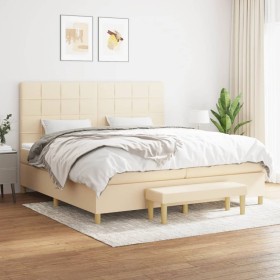 Box spring bed with cream-colored fabric mattress 200x200 cm by , Beds and slatted bases - Ref: Foro24-3137186, Price: 691,74...
