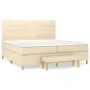 Box spring bed with cream-colored fabric mattress 200x200 cm by , Beds and slatted bases - Ref: Foro24-3137186, Price: 725,96...