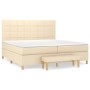 Cama box spring con colchón tela color crema 200x200 cm de , Camas y somieres - Ref: Foro24-3137186, Precio: 691,74 €, Descue...
