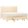 Cama box spring con colchón tela color crema 200x200 cm de , Camas y somieres - Ref: Foro24-3137186, Precio: 691,74 €, Descue...