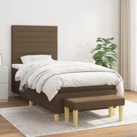 Box spring bed with dark brown fabric mattress 80x200 cm by , Beds and slatted bases - Ref: Foro24-3137192, Price: 360,04 €, ...