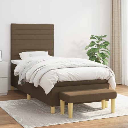 Box spring bed with dark brown fabric mattress 80x200 cm by , Beds and slatted bases - Ref: Foro24-3137192, Price: 360,04 €, ...