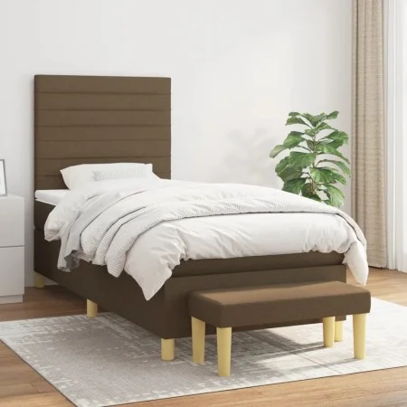 Box spring bed with dark brown fabric mattress 80x200 cm by , Beds and slatted bases - Ref: Foro24-3137192, Price: 353,83 €, ...