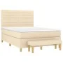 Box spring bed with cream-colored fabric mattress 140x200 cm by , Beds and slatted bases - Ref: Foro24-3137242, Price: 565,94...