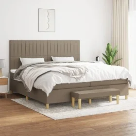 Box spring bed with gray taupe fabric mattress 200x200 cm by , Beds and slatted bases - Ref: Foro24-3137345, Price: 801,30 €,...