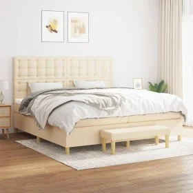 Box spring bed with cream-colored fabric mattress 200x200 cm by , Beds and slatted bases - Ref: Foro24-3137506, Price: 737,81...