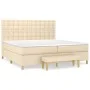 Cama box spring con colchón tela color crema 200x200 cm de , Camas y somieres - Ref: Foro24-3137506, Precio: 724,74 €, Descue...