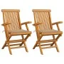 Sillas de jardín 2 uds madera maciza de teca con cojines beige de , Sillas de jardín - Ref: Foro24-3062490, Precio: 188,29 €,...