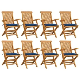 Gartenstühle 8 Stück Teakholz mit königsblauen Kissen von , Gartenstühle - Ref: Foro24-3072899, Preis: 633,86 €, Rabatt: %