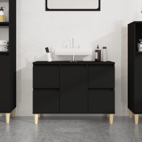 Armario para lavabo madera contrachapada negro 80x33x60 cm de , Tocadores de baño - Ref: Foro24-821269, Precio: 73,76 €, Desc...