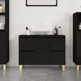 Armario para lavabo madera contrachapada negro 80x33x60 cm de , Tocadores de baño - Ref: Foro24-821269, Precio: 67,41 €, Desc...