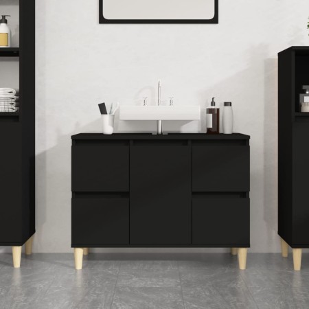 Armario para lavabo madera contrachapada negro 80x33x60 cm de , Tocadores de baño - Ref: Foro24-821269, Precio: 74,06 €, Desc...