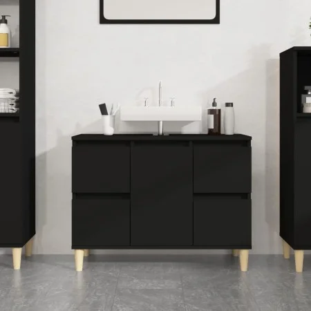 Waschbeckenunterschrank aus schwarzem Sperrholz 80x33x60 cm von , Badezimmerwaschtische - Ref: Foro24-821269, Preis: 72,87 €,...